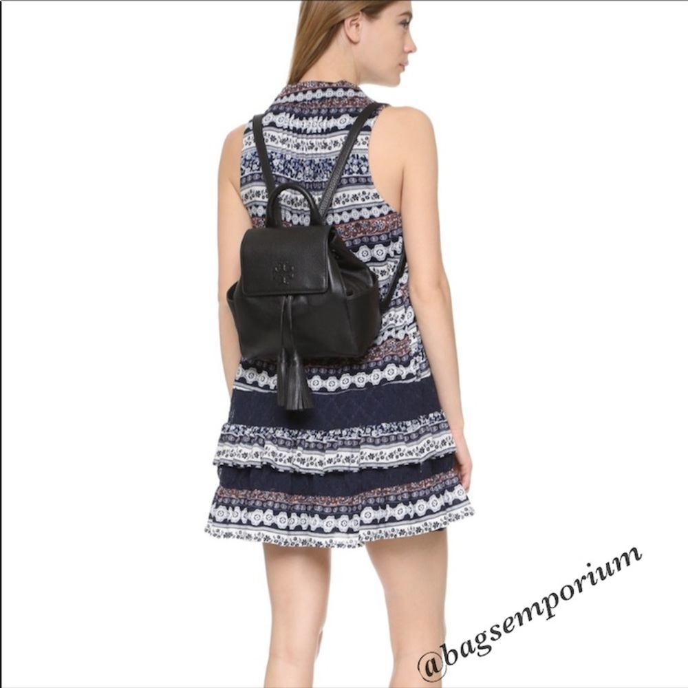 Tory Burch Thea Black Leather Mini Backback - Picture 8 of 8